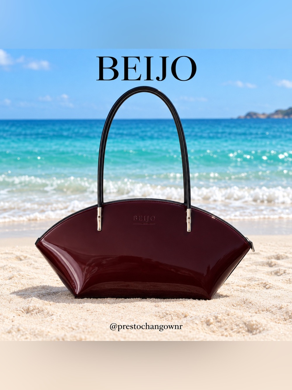 Vintage Y2K Beijo Over the Moon Burgundy Patent Shoulder Bag